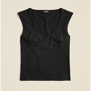 NWT J. Crew Stretch Cotton Cap-sleeve Crossover Shirt Black